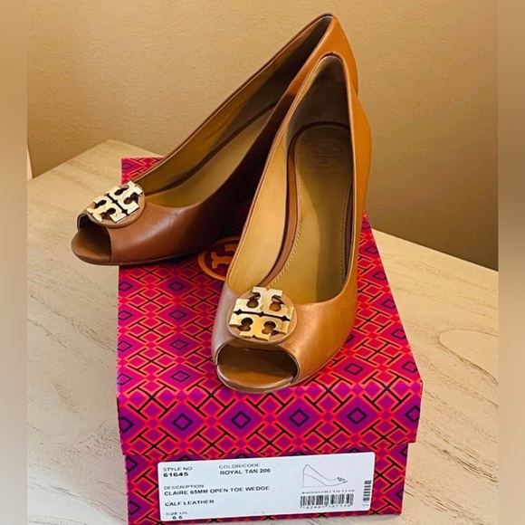 Tory Burch Shoes - Tory Burch peep toe. Worn once for 2 hours. Have box and shoe bag.